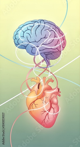 Brain and Heart Connection Representing Emotional and Rational Balance.