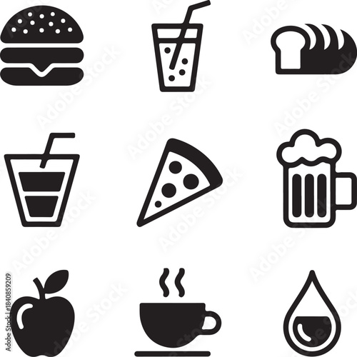Food and beverage icons set