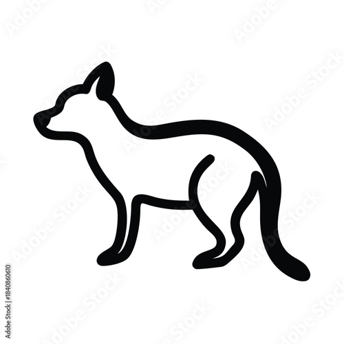 A simple line drawing of a dog standing in profile, with a white background.