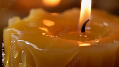 Macro Burning Candle Wax Drip