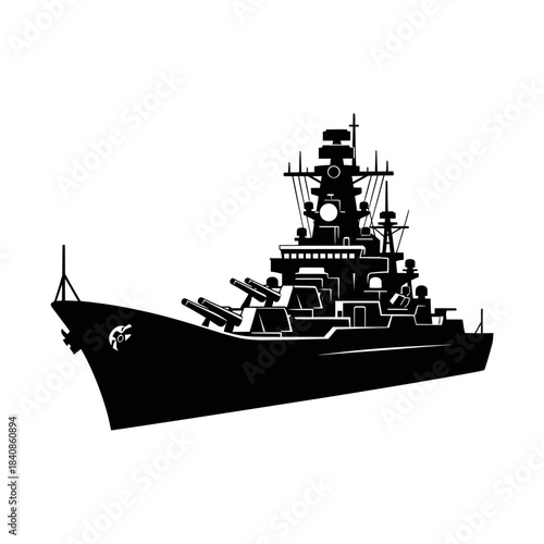 black silhouette of a ship, ship in the sea, silhouette of a military war ship illustration