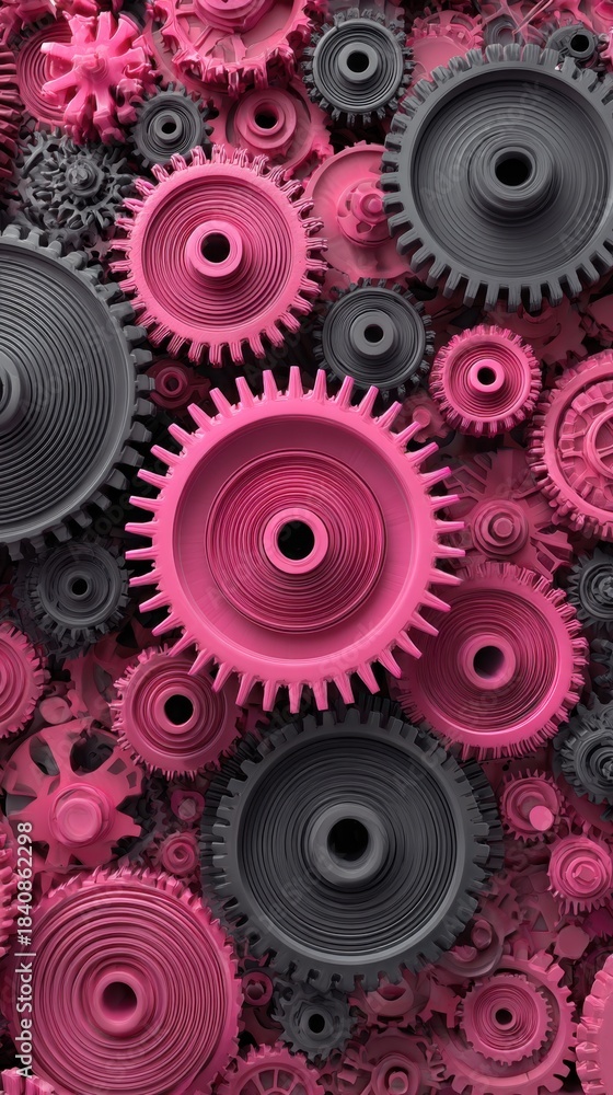 custom made wallpaper toronto digitalColorful Gears of Various Sizes in Pink and Gray Background Design