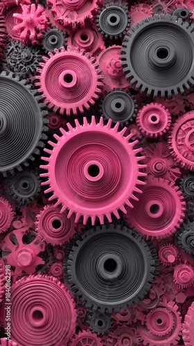 Wallpaper Mural Colorful Gears of Various Sizes in Pink and Gray Background Design Torontodigital.ca