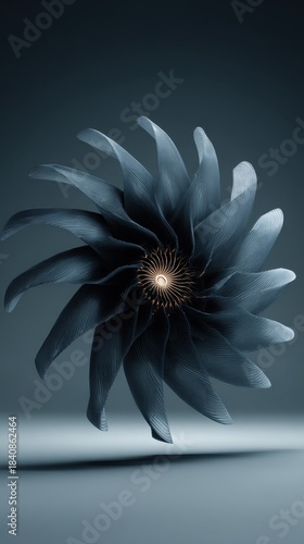 Elegant Abstract Flower Shaped Design in Dark Tones with Texture