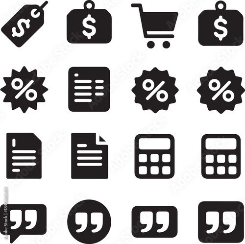 Diverse business and finance glyph icons