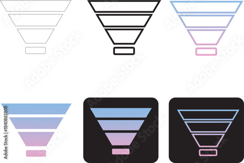 Minimalist Gradient Funnel Infographic Icons with a Flipped Pyramid Shape - A Versatile Design Asset