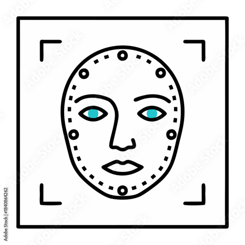 Face Recognition Scan – Minimalist Facial Detection Vector
