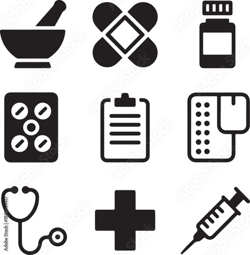 Medical and healthcare icons set
