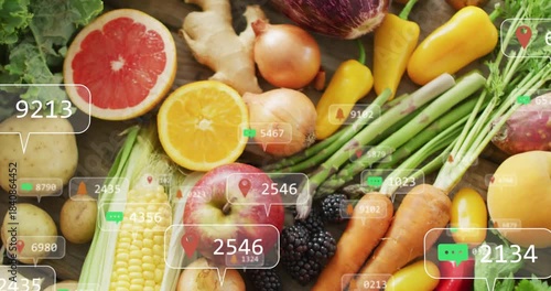 On data update UI overlays appearing and clustering over produce, changing counts and tagging items
