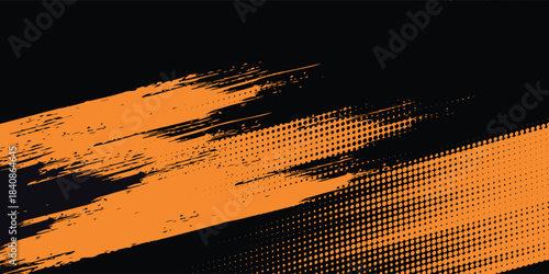 orange black brush Car sticker wrap pattern banner abstract sporty lines black orange color combination grunge brush modern. eps 10