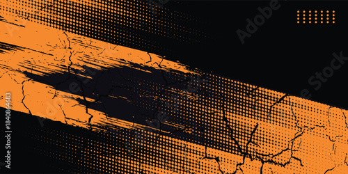 orange black brush Car sticker wrap pattern banner abstract sporty. vector illustration.