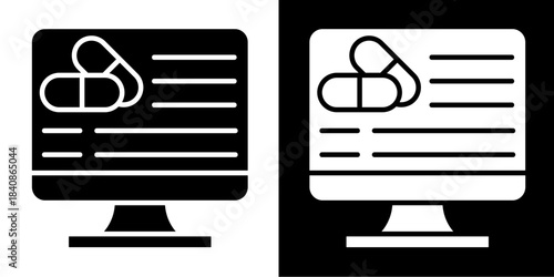 Online Pharmacy Icon Set White Style Collection