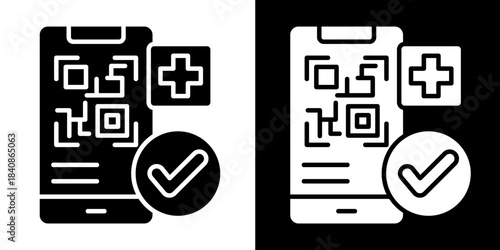Digital Vaccine Passport Icon Set White Style Collection