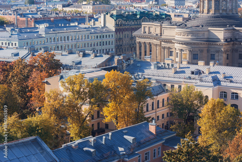 Aerial view of the historical city center. Saint Petersburg.