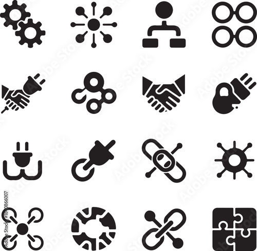 Business, technology, and connectivity icons set