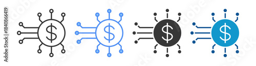 Fintech Icon Set Multiple Style Collection