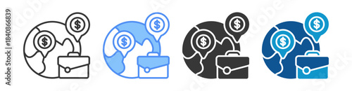 Offshoring Icon Set Multiple Style Collection