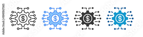 Financial Technology Icon Set Multiple Style Collection
