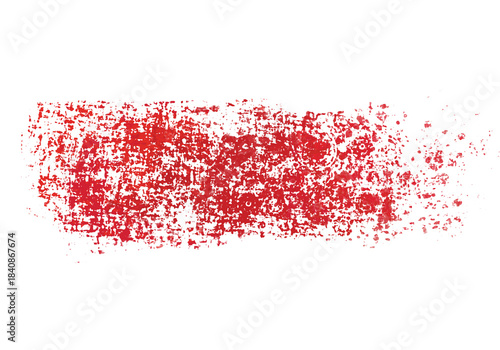 Tableau sur toile Abstract red grunge brush stroke creates a distressed textured design on a white background