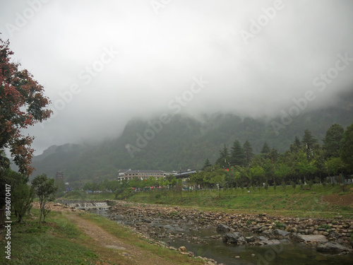 Wulingyuan Sign Gate to Zhangjiajie National Forest Park and Suoxi Stream embankment