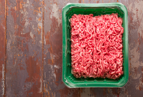bowl with raw minced lamb