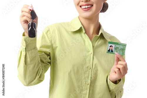 Young woman with driving li...