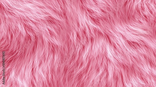 Close-up of pink faux fur texture with soft fluffy appearance.