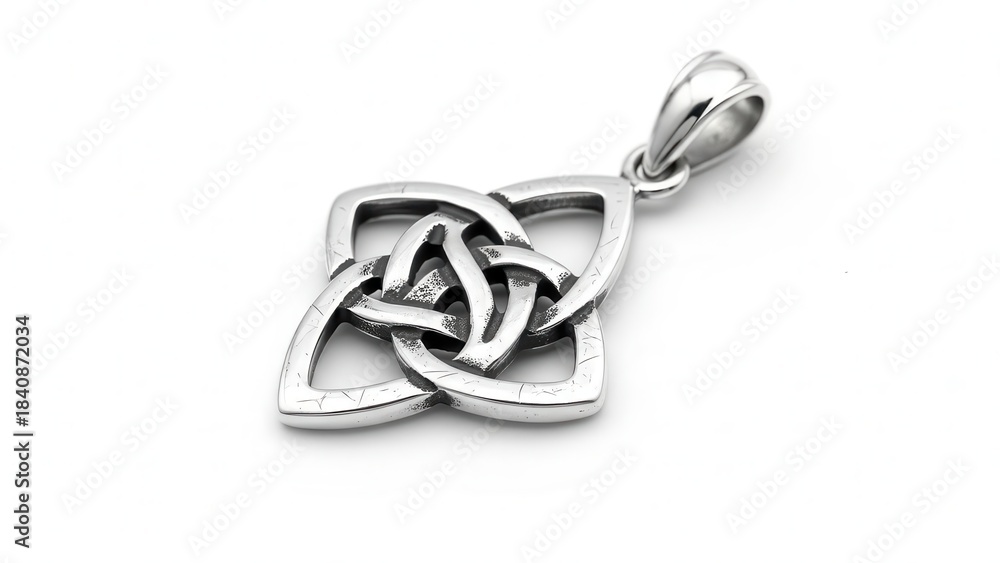 Naklejka premium Celtic Knot Pendant Silver, Trinity Symbol, Irish Jewelry, Wedding Necklace, Triskele