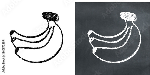 Chalk handdrawn banana vector for breakfast menus and healthy snack concepts. Symbolizes tropical fruit, energy, and organic produce. Ideal for chalkboard or nutrition.