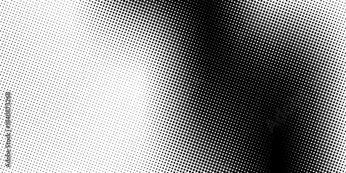 Grunge halftone gradient background. Faded grit noise texture. White and black sand wallpaper. Retro pixelated backdrop. Anime or manga style comic overlay. Vector graphic design textured template