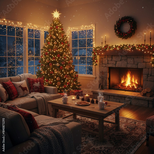 christmas tree with fireplace