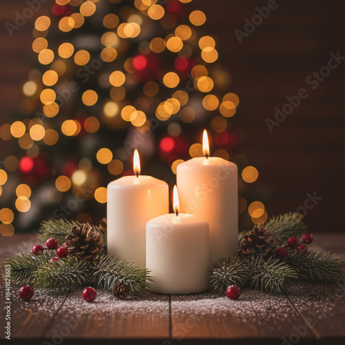 christmas candle and decorations