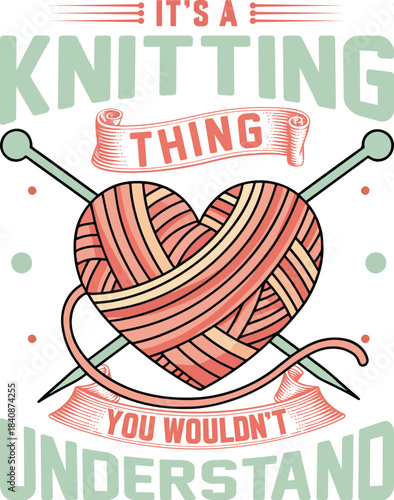 Heart shaped yarn ball knitting design for crafters