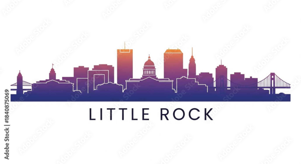 Fototapeta premium Little rock arkansas cityscape skyline silhouette gradient