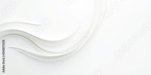An abstract white background vector with elegant waves features an empty clean porcelain plate isolated on a table as a round ceramic dishware object for restaurant dining