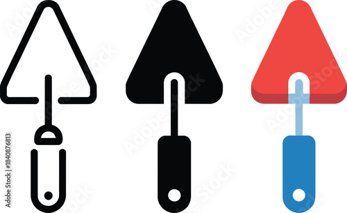 Trowel Icons Outline Silhouette and Color tool