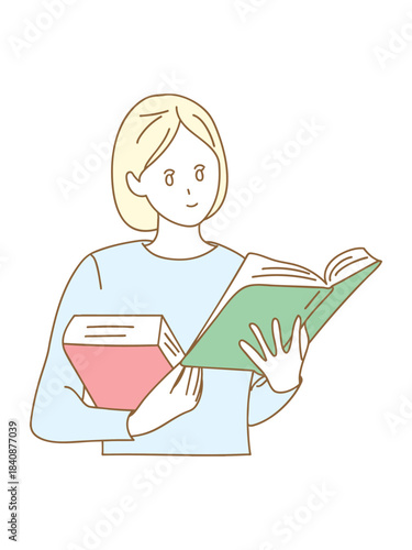 イラスト　本　勉強　学習　挿絵　ベクター	