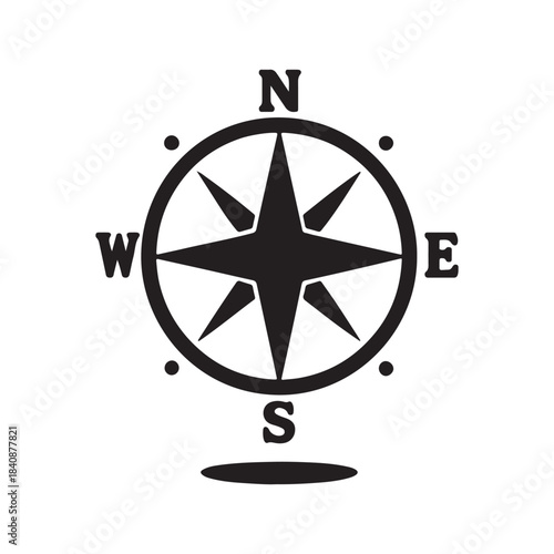 Compass Rose Symbol Vector Illustration for Navigation and Directional Guidance