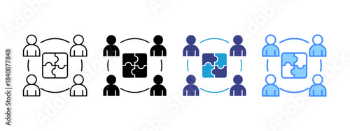 Team Building icon set multiple style collection