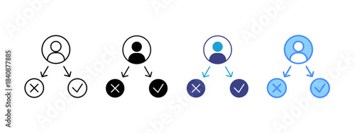 Decision Making icon set multiple style collection