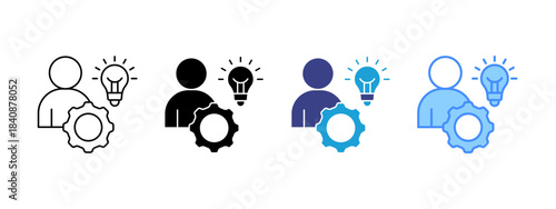 Competency icon set multiple style collection