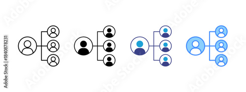 Organizational icon set multiple style collection