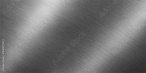 Brushed silver steel plate surface texture background with polished industrial reflection