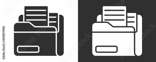 File Folder Icon Set Vector Collection Isolated In Black And White