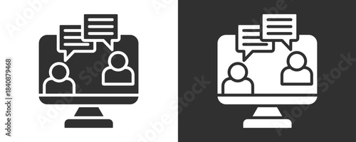 Online Class Icon Set Vector Collection Isolated In Black And White