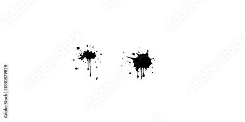 Black ink splat and blot vector illustration with grunge texture design element