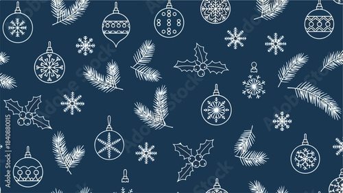 Christmas seamless pattern with snowflakes and ornaments vector design