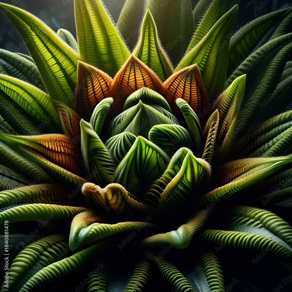 Obraz premium Colorful Succulent Plant in Rosette Pattern – Macro Botanical Texture