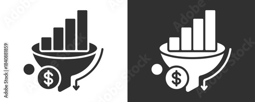 Sales Funnel Icon Set Vector Collection Isolated In Black And White