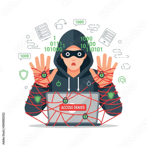 Hacker Stealing Data from Laptop